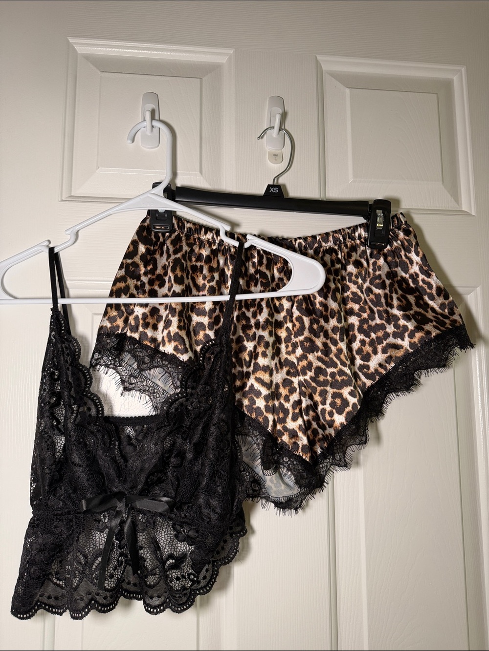 Leopard Satin & Black Lace Sleep Set - Women Intimates